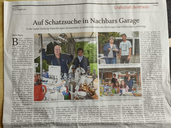 Bericht über den Flohmarkt in den Grafschafter Nachrichten am 13.11.21